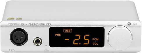 مكبر صوت Topping EX5 MQA Dual ES9038Q2M DAC بلوتوث 5.0 LDAC DSD512 PCM 768 كيلو هرتز عالي الدقة لسماعات الرأس HiFi Decoder (فضي) in Kuwait