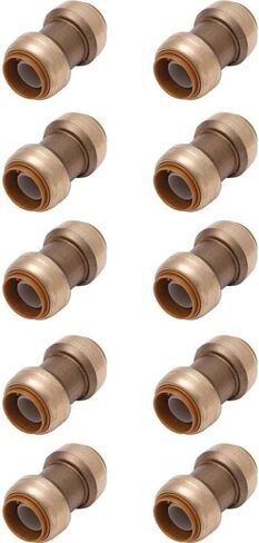 1/2 بوصة دفع لتوصيل موصل اقتران مستقيم لـ PEX، النحاس، أنابيب CPVC، تركيبات السباكة النحاسية مع المقوي، بدون الرصاص 10 في العبوة in Kuwait