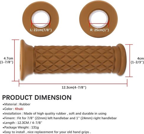 KEEPDSGN Motorcycle Rubber Handlebar Grip Universal 7/8 22MM Handle Bar Grips for Street Bike Cafe Racer Bobber Dirt Bike Custom in Kuwait