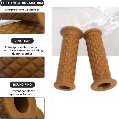 KEEPDSGN Motorcycle Rubber Handlebar Grip Universal 7/8 22MM Handle Bar Grips for Street Bike Cafe Racer Bobber Dirt Bike Custom in Kuwait
