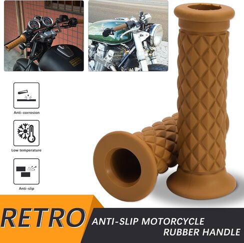 KEEPDSGN Motorcycle Rubber Handlebar Grip Universal 7/8 22MM Handle Bar Grips for Street Bike Cafe Racer Bobber Dirt Bike Custom in Kuwait