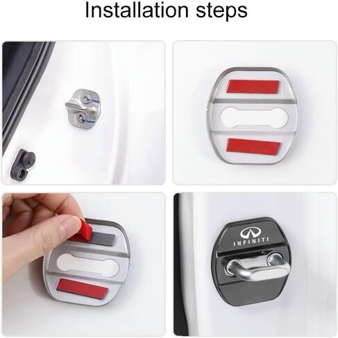 غطاء حماية قفل باب السيارة من الفولاذ المقاوم للصدأ من GODTERA متوافق مع إنفينيتي (أسود) in Kuwait