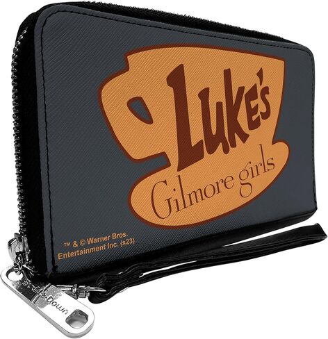 Buckle-Down Warner Bros. Entertainment Inc. Wallet, Zip Around, Gilmore Girls Lukes Coffee Cup Icon Gray Browns, Vegan Leather in Saudi Arabia