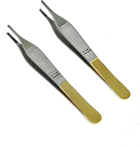 Premium German Stainless Tungsten Carbide TIP ADSON Forceps Tissue 1X2 Teeth ADSON Brown Forceps ADSON Dressing Forceps 4.75" Surgical Veterinary Instruments (ADSON Brown 9X9+ADSON Tissue 1X2) in Saudi Arabia