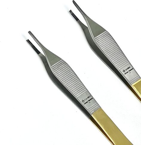Premium German Stainless Tungsten Carbide TIP ADSON Forceps Tissue 1X2 Teeth ADSON Brown Forceps ADSON Dressing Forceps 4.75" Surgical Veterinary Instruments (ADSON Brown 9X9+ADSON Tissue 1X2) in Saudi Arabia