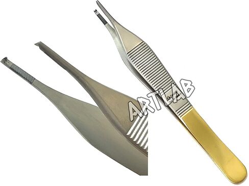 Premium German Stainless Tungsten Carbide TIP ADSON Forceps Tissue 1X2 Teeth ADSON Brown Forceps ADSON Dressing Forceps 4.75" Surgical Veterinary Instruments (ADSON Brown 9X9+ADSON Tissue 1X2) in Saudi Arabia