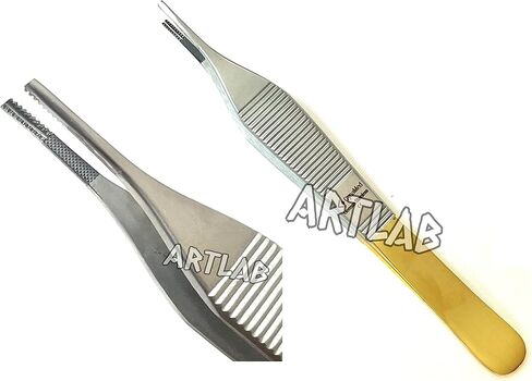 Premium German Stainless Tungsten Carbide TIP ADSON Forceps Tissue 1X2 Teeth ADSON Brown Forceps ADSON Dressing Forceps 4.75" Surgical Veterinary Instruments (ADSON Brown 9X9+ADSON Tissue 1X2) in Saudi Arabia