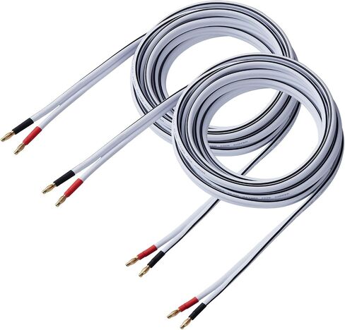 كابل مكبر صوت HiFi 12 AWG عالي الجودة ناعم الملمس من HANNLINTE (عبوتان، 10 أقدام)، سلك مكبر صوت موز مقاس 12 مع مقابس موز لسلك ثنائي ثنائي أمبير HiFi صوت محيطي خالي من الأكسجين، نحاس أبيض in Saudi Arabia