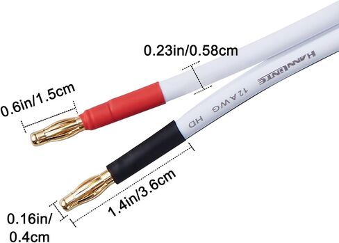 كابل مكبر صوت HiFi 12 AWG عالي الجودة ناعم الملمس من HANNLINTE (عبوتان، 10 أقدام)، سلك مكبر صوت موز مقاس 12 مع مقابس موز لسلك ثنائي ثنائي أمبير HiFi صوت محيطي خالي من الأكسجين، نحاس أبيض in Saudi Arabia