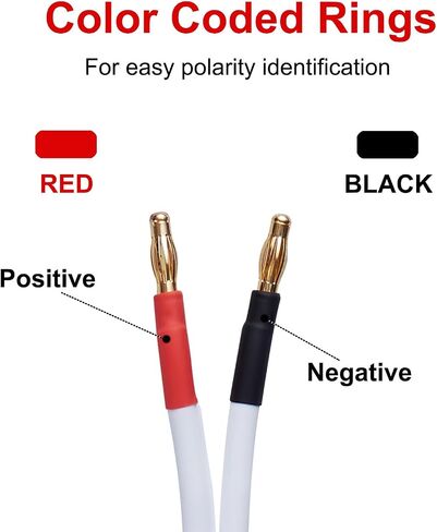 كابل مكبر صوت HiFi 12 AWG عالي الجودة ناعم الملمس من HANNLINTE (عبوتان، 10 أقدام)، سلك مكبر صوت موز مقاس 12 مع مقابس موز لسلك ثنائي ثنائي أمبير HiFi صوت محيطي خالي من الأكسجين، نحاس أبيض in Saudi Arabia