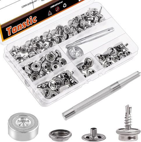 Tanstic 62Pcs(20 Sets) Stainless Steel Marine Canvas Snap Kit, Marine Grade Canvas and Upholstery Boat Cover Snap Button Fastener Kit with 2Pcs Setting Tool for Boat Cover Furniture in Saudi Arabia