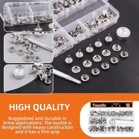 Tanstic 62Pcs(20 Sets) Stainless Steel Marine Canvas Snap Kit, Marine Grade Canvas and Upholstery Boat Cover Snap Button Fastener Kit with 2Pcs Setting Tool for Boat Cover Furniture in Saudi Arabia