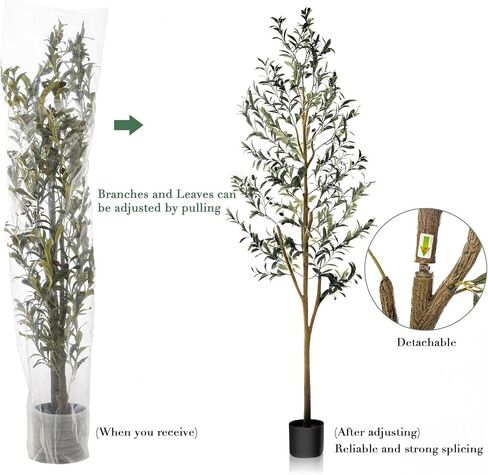 Fosun Faux Olive Tree 6FT - Artificial Olive Tree with Realistic Leaves, Tall Trunk and Fruits, Tall Fake Silk Olive Tree with Pot for Bedroom Office Living Home Decor in Saudi Arabia