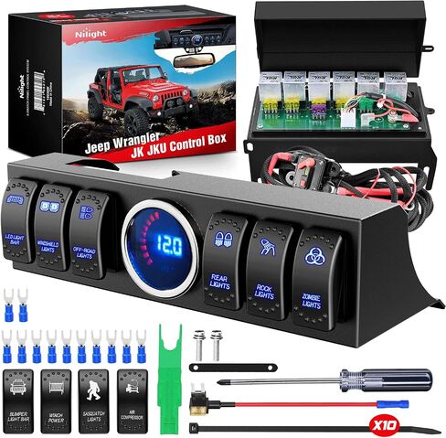 Nilight A-Pillar Switch Pod 12V Left Driver Side A Pillar Rocker Switch Panel with Backlit Label Stickers Pre-Wired On Off 4 Color Toggle Switches for Jeep Wrangler JK JKU 2011-2018, 2 Yeas Warranty in Saudi Arabia