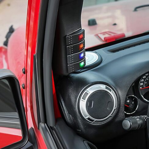 Nilight A-Pillar Switch Pod 12V Left Driver Side A Pillar Rocker Switch Panel with Backlit Label Stickers Pre-Wired On Off 4 Color Toggle Switches for Jeep Wrangler JK JKU 2011-2018, 2 Yeas Warranty in Saudi Arabia