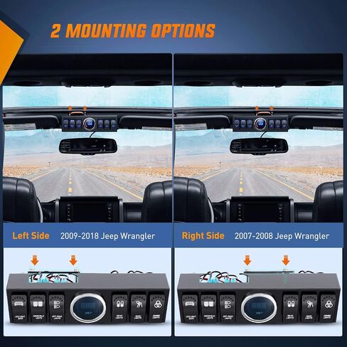 Nilight A-Pillar Switch Pod 12V Left Driver Side A Pillar Rocker Switch Panel with Backlit Label Stickers Pre-Wired On Off 4 Color Toggle Switches for Jeep Wrangler JK JKU 2011-2018, 2 Yeas Warranty in Saudi Arabia