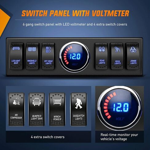 Nilight A-Pillar Switch Pod 12V Left Driver Side A Pillar Rocker Switch Panel with Backlit Label Stickers Pre-Wired On Off 4 Color Toggle Switches for Jeep Wrangler JK JKU 2011-2018, 2 Yeas Warranty in Saudi Arabia