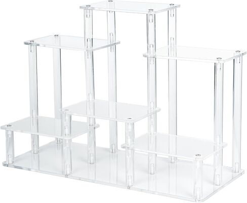 Choowin 6-Tier Acrylic Display Riser Display Stand Display Shelf Perfume Organizer Tabletop Acrylic Riser for Display Collectibles Action Figures Funko Pop Tiered Display Stand with Base Small in Saudi Arabia