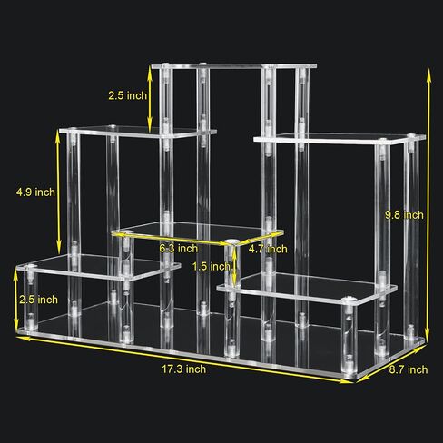 Choowin 6-Tier Acrylic Display Riser Display Stand Display Shelf Perfume Organizer Tabletop Acrylic Riser for Display Collectibles Action Figures Funko Pop Tiered Display Stand with Base Small in Saudi Arabia