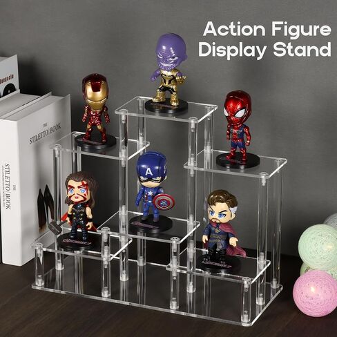 Choowin 6-Tier Acrylic Display Riser Display Stand Display Shelf Perfume Organizer Tabletop Acrylic Riser for Display Collectibles Action Figures Funko Pop Tiered Display Stand with Base Small in Saudi Arabia