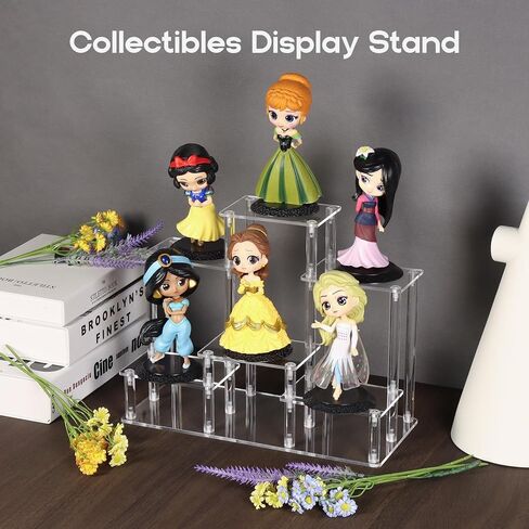 Choowin 6-Tier Acrylic Display Riser Display Stand Display Shelf Perfume Organizer Tabletop Acrylic Riser for Display Collectibles Action Figures Funko Pop Tiered Display Stand with Base Small in Saudi Arabia
