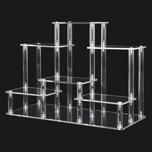 Choowin 6-Tier Acrylic Display Riser Display Stand Display Shelf Perfume Organizer Tabletop Acrylic Riser for Display Collectibles Action Figures Funko Pop Tiered Display Stand with Base Small in Saudi Arabia