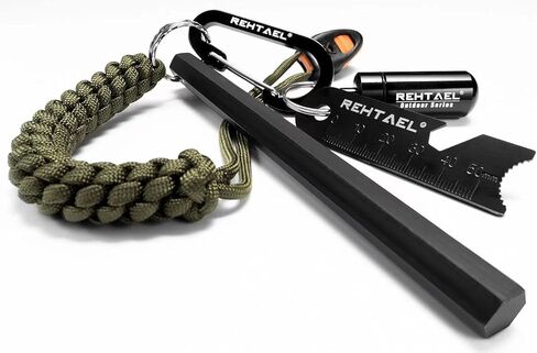 مجموعة أدوات إطلاق النار من الصوان والفولاذ للتخييم/المشي لمسافات طويلة - [6 × 1/2 بوصة] أداة النجاة من قضيب حديدي سداسي مع مهاجم/تيندركويك/صافرة - جهاز إشعال حريق من المغنيسيوم الكل في واحد - نظام إشعال in Kuwait