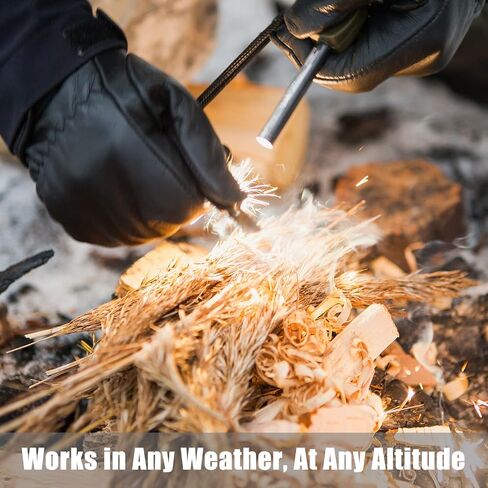 مجموعة أدوات إطلاق النار من الصوان والفولاذ للتخييم/المشي لمسافات طويلة - [6 × 1/2 بوصة] أداة النجاة من قضيب حديدي سداسي مع مهاجم/تيندركويك/صافرة - جهاز إشعال حريق من المغنيسيوم الكل في واحد - نظام إشعال in Kuwait