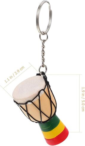 VICASKY 3pcs Djembe Pendant Chic Necklace African Wood Drum Keychain Gifts for Car Bag Keychain African Drum Musical Gifts Covered Goblet Drum Fun Travel Tall Feet Metal Key Hanger in Saudi Arabia