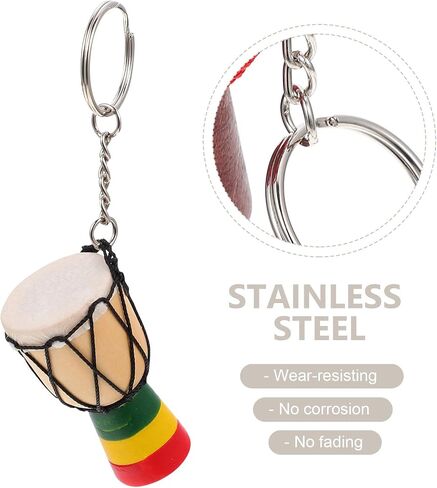 VICASKY 3pcs Djembe Pendant Chic Necklace African Wood Drum Keychain Gifts for Car Bag Keychain African Drum Musical Gifts Covered Goblet Drum Fun Travel Tall Feet Metal Key Hanger in Saudi Arabia