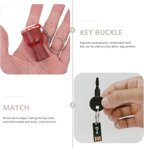 VICASKY 3pcs Djembe Pendant Chic Necklace African Wood Drum Keychain Gifts for Car Bag Keychain African Drum Musical Gifts Covered Goblet Drum Fun Travel Tall Feet Metal Key Hanger in Saudi Arabia