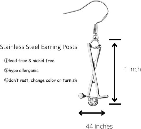 Sportybella - Golf Earrings, Women's Golf Jewelry, Gift For Females Golfers, Golf Club Earrings for Women, Golf Gifts in Saudi Arabia