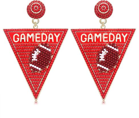 Game Day Earrings for Women Beaded Dangle Earrings #1 Hand Post Earrings Handmade Sports Earrings Party Favors Jewelry Gift in Saudi Arabia