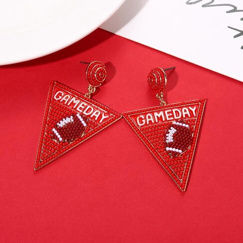 Game Day Earrings for Women Beaded Dangle Earrings #1 Hand Post Earrings Handmade Sports Earrings Party Favors Jewelry Gift in Saudi Arabia