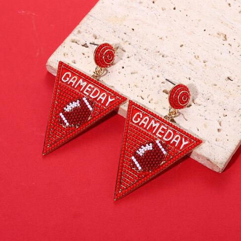 Game Day Earrings for Women Beaded Dangle Earrings #1 Hand Post Earrings Handmade Sports Earrings Party Favors Jewelry Gift in Saudi Arabia