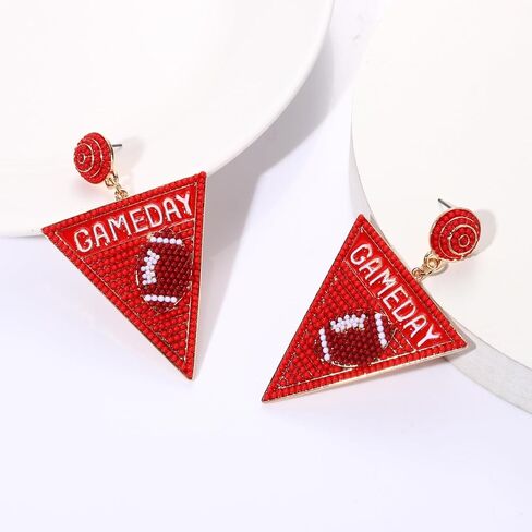 Game Day Earrings for Women Beaded Dangle Earrings #1 Hand Post Earrings Handmade Sports Earrings Party Favors Jewelry Gift in Saudi Arabia