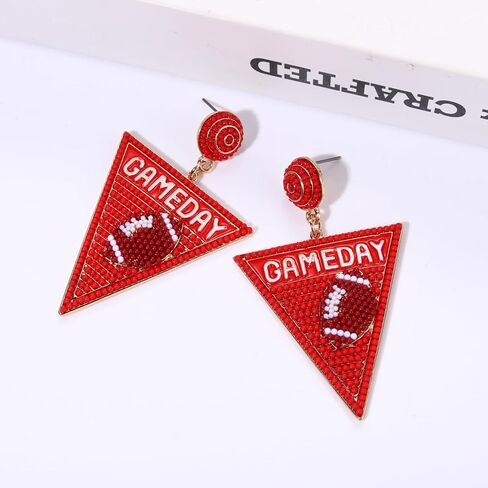 Game Day Earrings for Women Beaded Dangle Earrings #1 Hand Post Earrings Handmade Sports Earrings Party Favors Jewelry Gift in Saudi Arabia