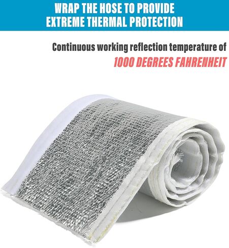 Zlirfy غلاف درع سلكي ملفوف بالحرارة من الألومنيوم، 1-1/2 بوصة 3/4 بوصة ID 3.2FT غلاف ألومنيوم خفيف الوزن معزول من الألياف الزجاجية، كابل خط درع الحرارة (1-1/2 بوصة، 3.2 قدم) in Kuwait