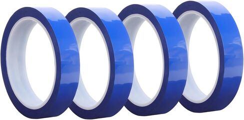 Ycfish 4 لفات 10 مم * 50 (162 قدم) شريط حراري أزرق درجة حرارة عالية، شريط مقاوم للحرارة، شريط تصعيد نقل الحرارة، شريط ضغط الفينيل، لا يوجد لاصق بقايا in Kuwait