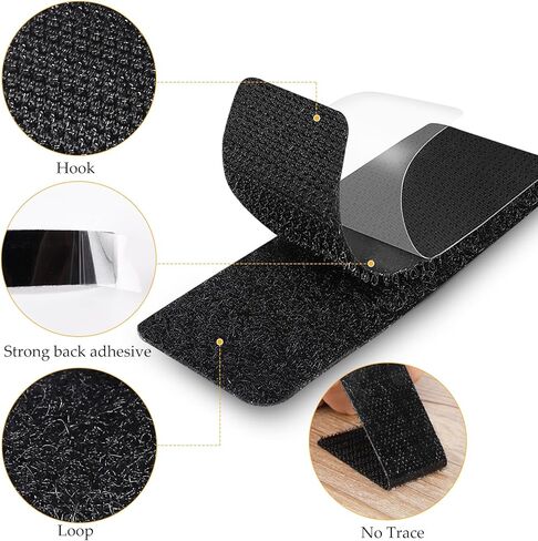 شرائط ربط وحلقة Lekou مع لاصق، أسود 2 × 4 بوصة - 24 مجموعة من شريط لاصق وحلقة لاصقة، شرائط لاصقة شديدة التحمل، شريط تثبيت لاصق قابل لإعادة الإغلاق على الوجهين in Kuwait