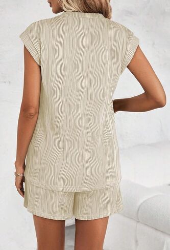 Pink Queen Two Piece Short Set For Women Crew Neck Cap Sleeve Textured Top And Shorts Casual Lounge Set in Saudi Arabia