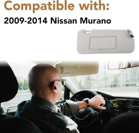بديل واقي الشمس من الجانب الأيسر للسائق لسيارة 2009 2010 2011 2012 2013 2014 Nissan Murano، 96401-1AA1B، رمادي مع مرآة فانيتي in Kuwait