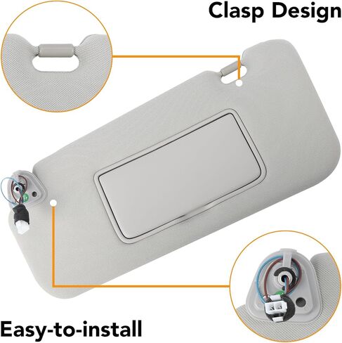 Left Driver Side Sun Visor Replacement for 2009 2010 2011 2012 2013 2014 Nissan Murano, 96401-1AA1B, Gray with Vanity Mirror in Saudi Arabia