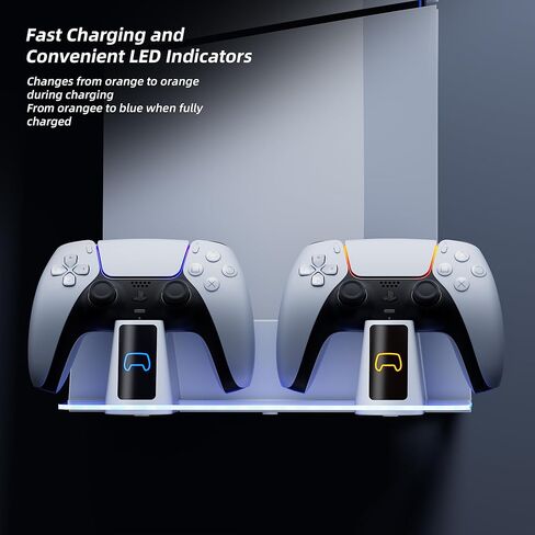 طقم تثبيت على الحائط Mytrix RGB مع محطة شحن مزدوجة لجهاز PS5، حامل على الرف متوافق مع كل من وحدات التحكم PS5 وPS 5 الجديدة النحيفة، حامل معلق على الحائط لملحقات Playstation 5 مع حامل سماعة الرأس in Kuwait