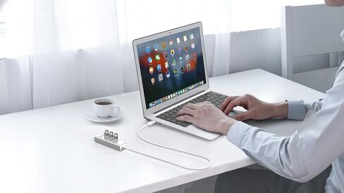 LENTION 3-Port USB 3.0 Hub with Gigabit Ethernet Adapter Compatible MacBook Air/Pro (Previous Generation), iMac, Surface, Chromebook, More Type A Laptops - Ultra Slim (CB-H23s-0.5M, Silver) in Saudi Arabia