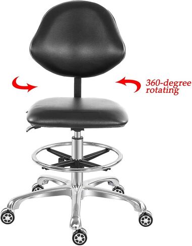 Antlu قابل للتعديل المتداول كرسي صياغة البراز لمتجر الغيتار باديكير استوديو العمل مع العجلات ومسند الظهر، مقعد هيدروليكي منضدة مع مسند للقدمين (أسود) in Kuwait