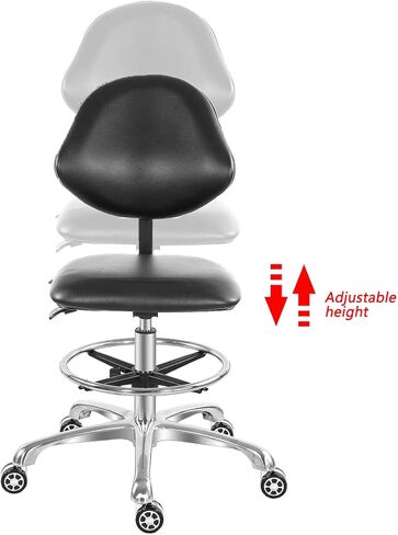 Antlu قابل للتعديل المتداول كرسي صياغة البراز لمتجر الغيتار باديكير استوديو العمل مع العجلات ومسند الظهر، مقعد هيدروليكي منضدة مع مسند للقدمين (أسود) in Kuwait