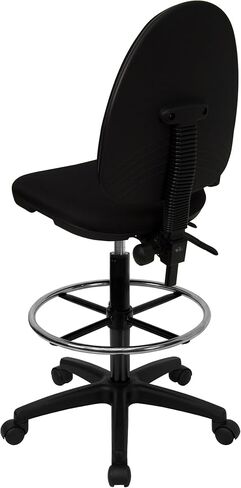 Flash Furniture Lenora Mid-Back Black Fabric Multifunction Ergonomic Drafting Chair with Adjustable Lumbar Support in Saudi Arabia