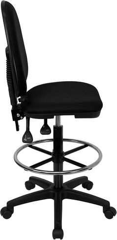 Flash Furniture Lenora Mid-Back Black Fabric Multifunction Ergonomic Drafting Chair with Adjustable Lumbar Support in Saudi Arabia