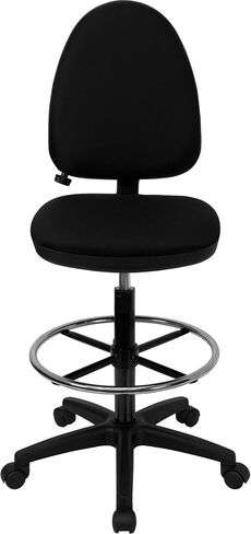 Flash Furniture Lenora Mid-Back Black Fabric Multifunction Ergonomic Drafting Chair with Adjustable Lumbar Support in Saudi Arabia